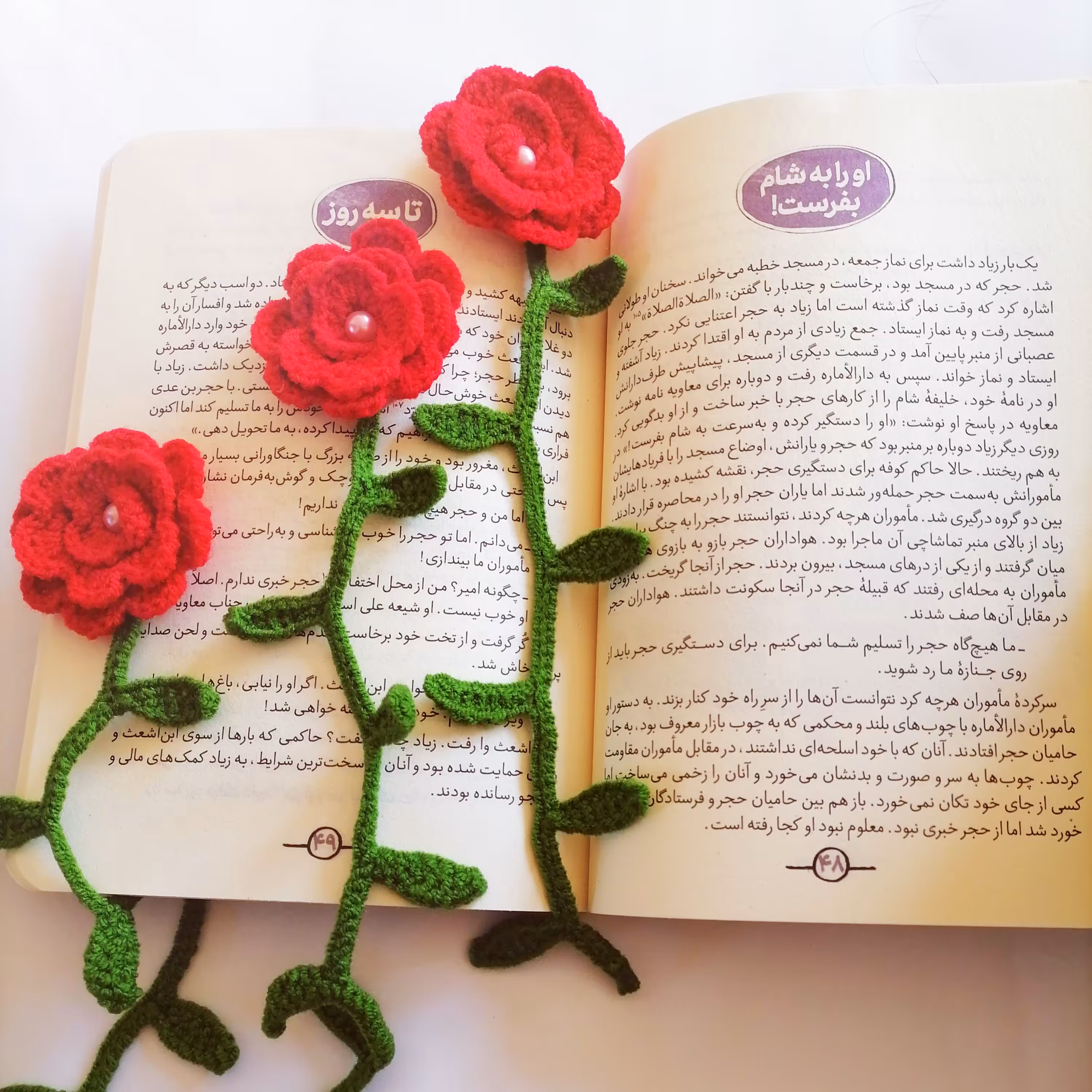 نشانه گذار کتاب بافتنی طرح گل رز