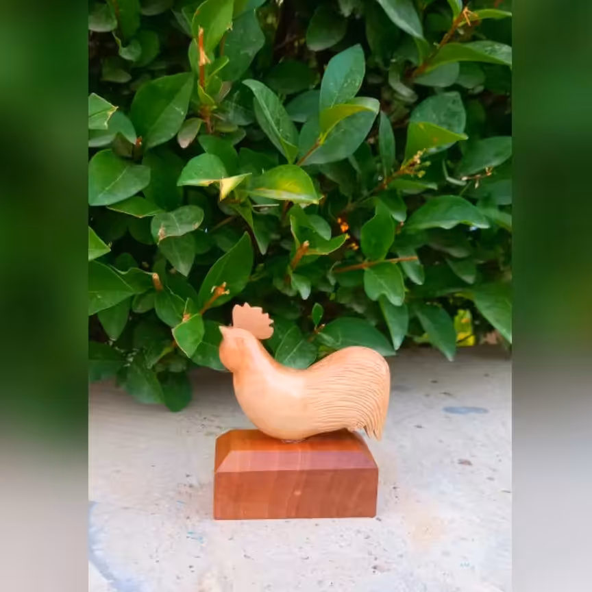 مجسمه خروس چوبی پیکر تراشی 