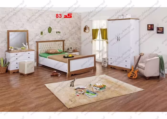تخت کد83  شامل تخت میز ارایش و کمد و پاتختی
