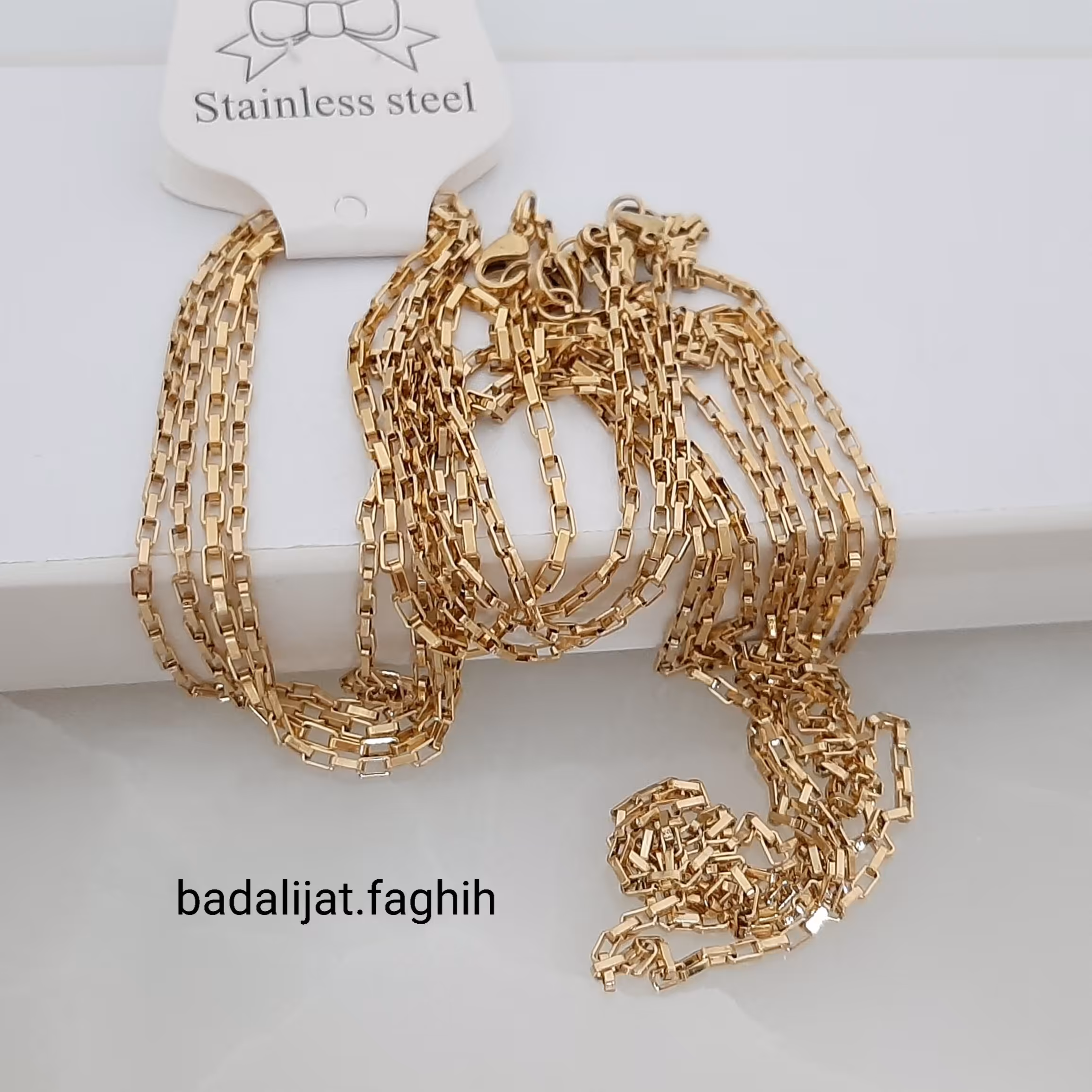 زنجیر آجری استیل درجه یک و رنگ ثابت با آبکاری طلا بسیار  فروش 