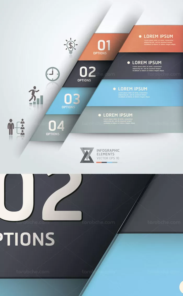 وکتور طرح المنت طراحی اینفوگرافیک چهار قسمتی - گرافیک با طعم تربچه