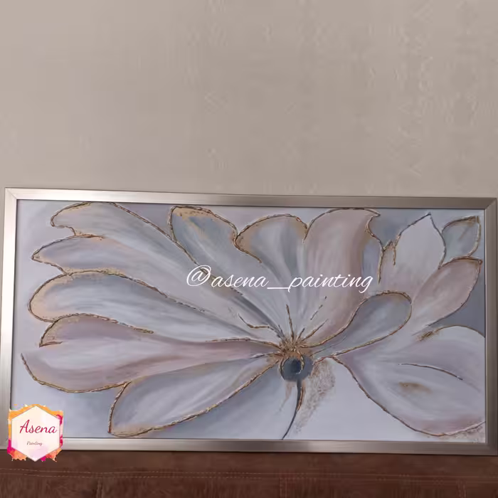تابلو دکوراتیو برجسته کارشده با تکسچر رنگ اکرولیک و ورق طلا