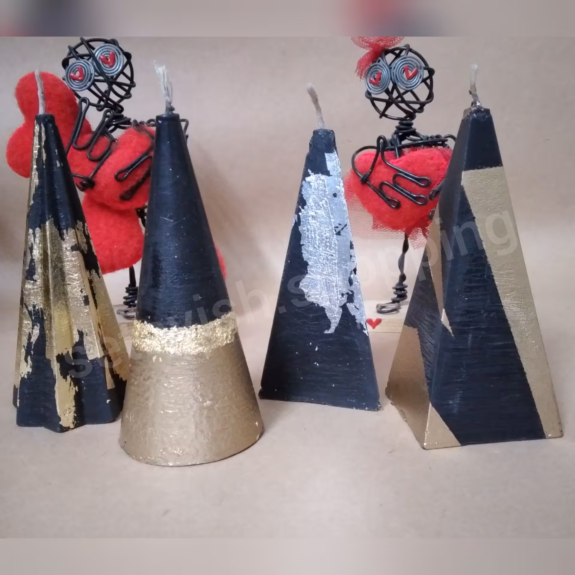 شمع مخروطی و هرمی ست 4 تایی