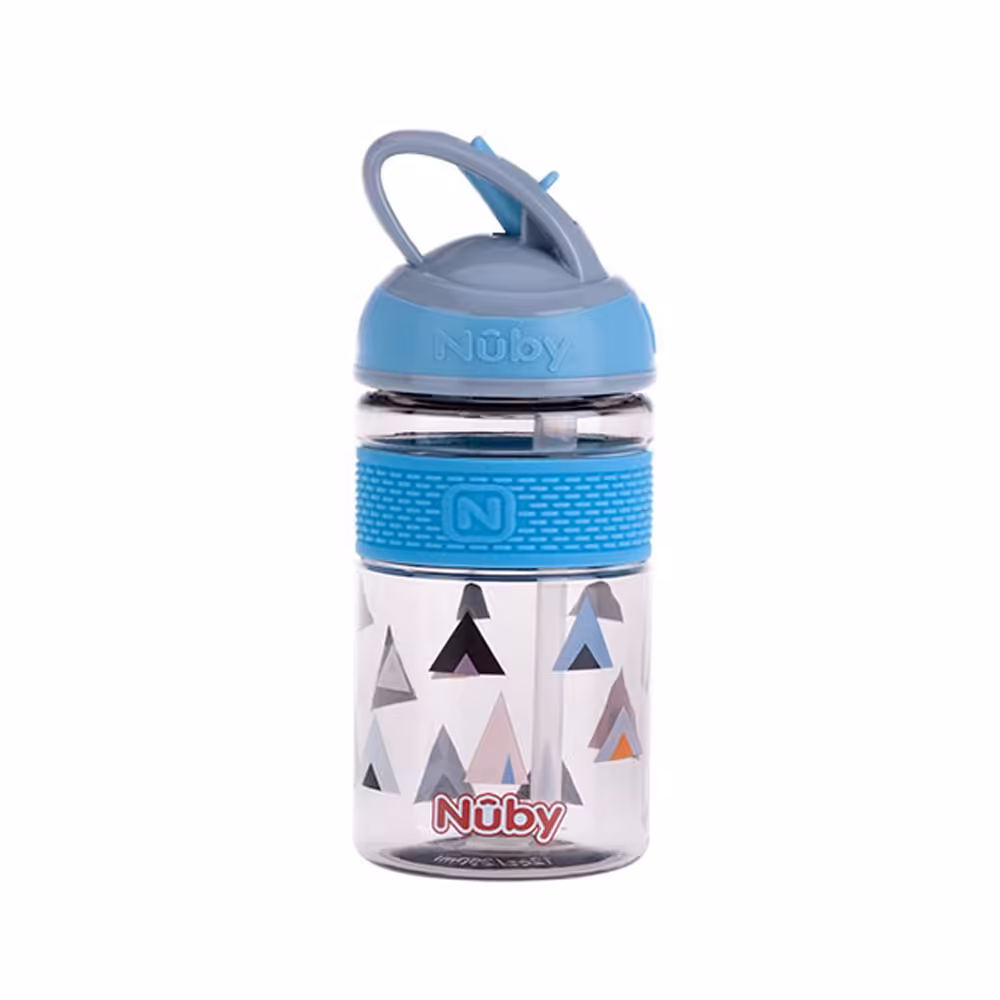 لیوان آبمیوه خوری 3  سال نی دار نابی NUBY ظرفیت 360 میلی لیتر آبی
