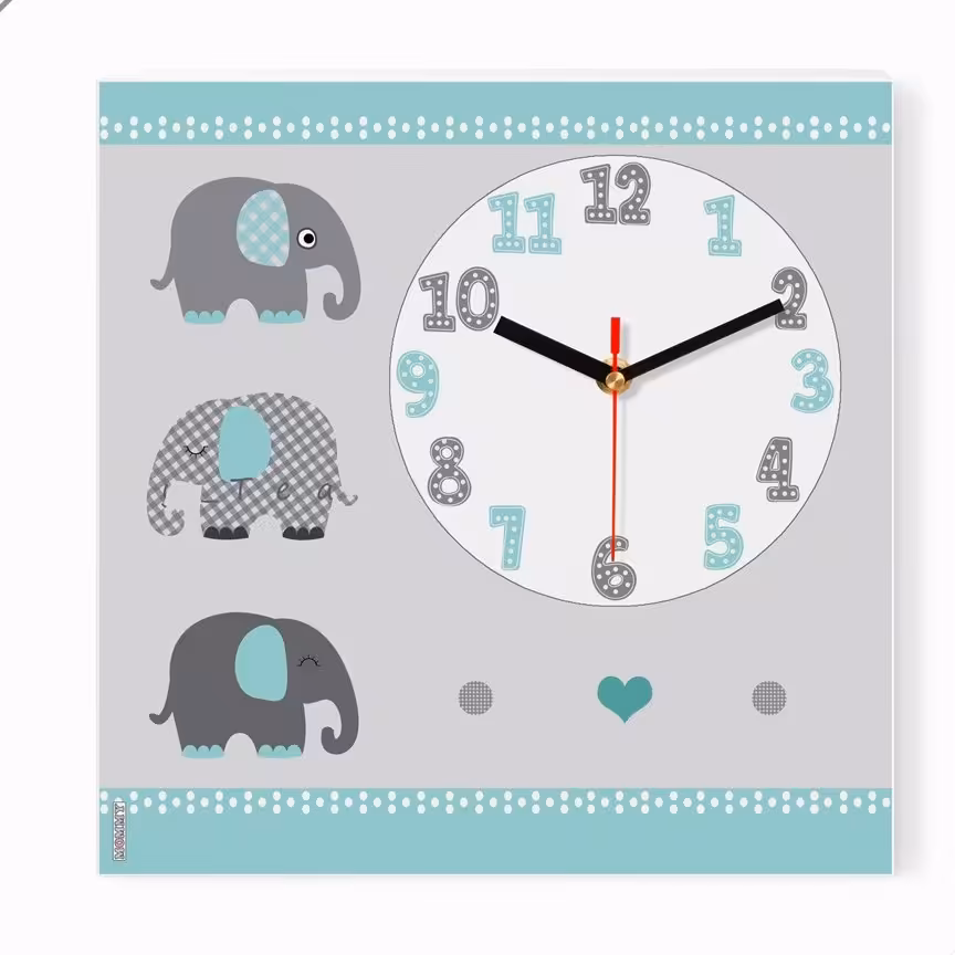 ساعت دیواری اتاق کودک طرح 3 فیل کد 5544