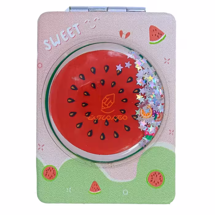 آینه مستطیلی جیبی (آرایشی) فانتزی طرح برجسته هندوانه قرمز 065