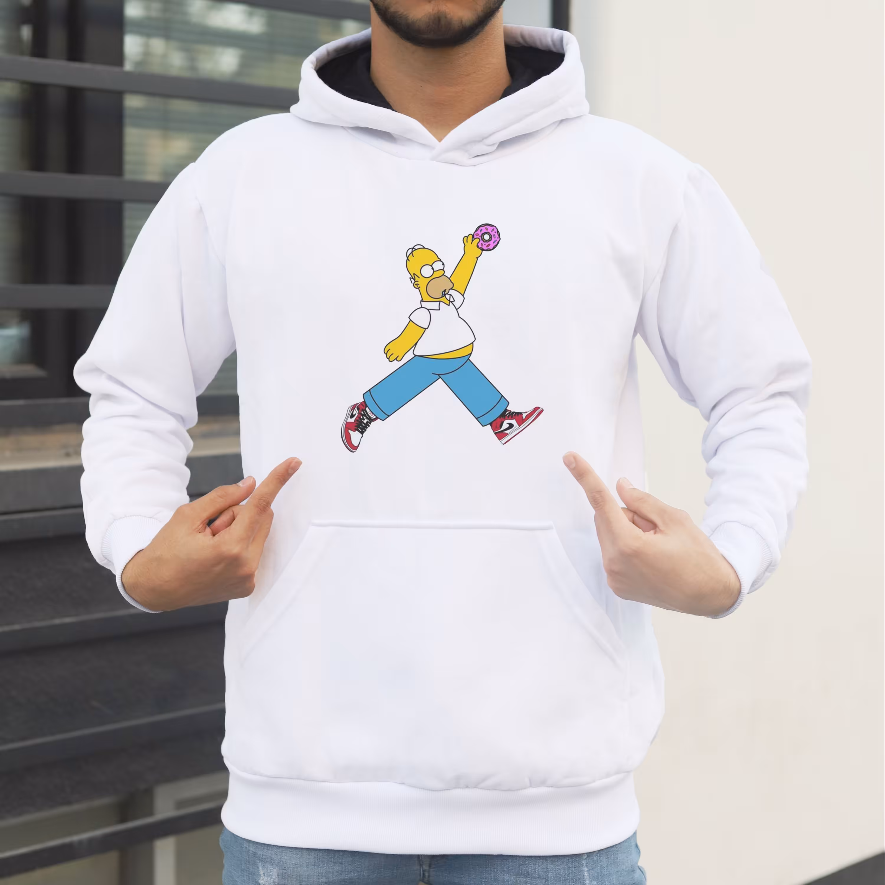 هودی سفید طرح سیمپسون و دونات مایکل جردن