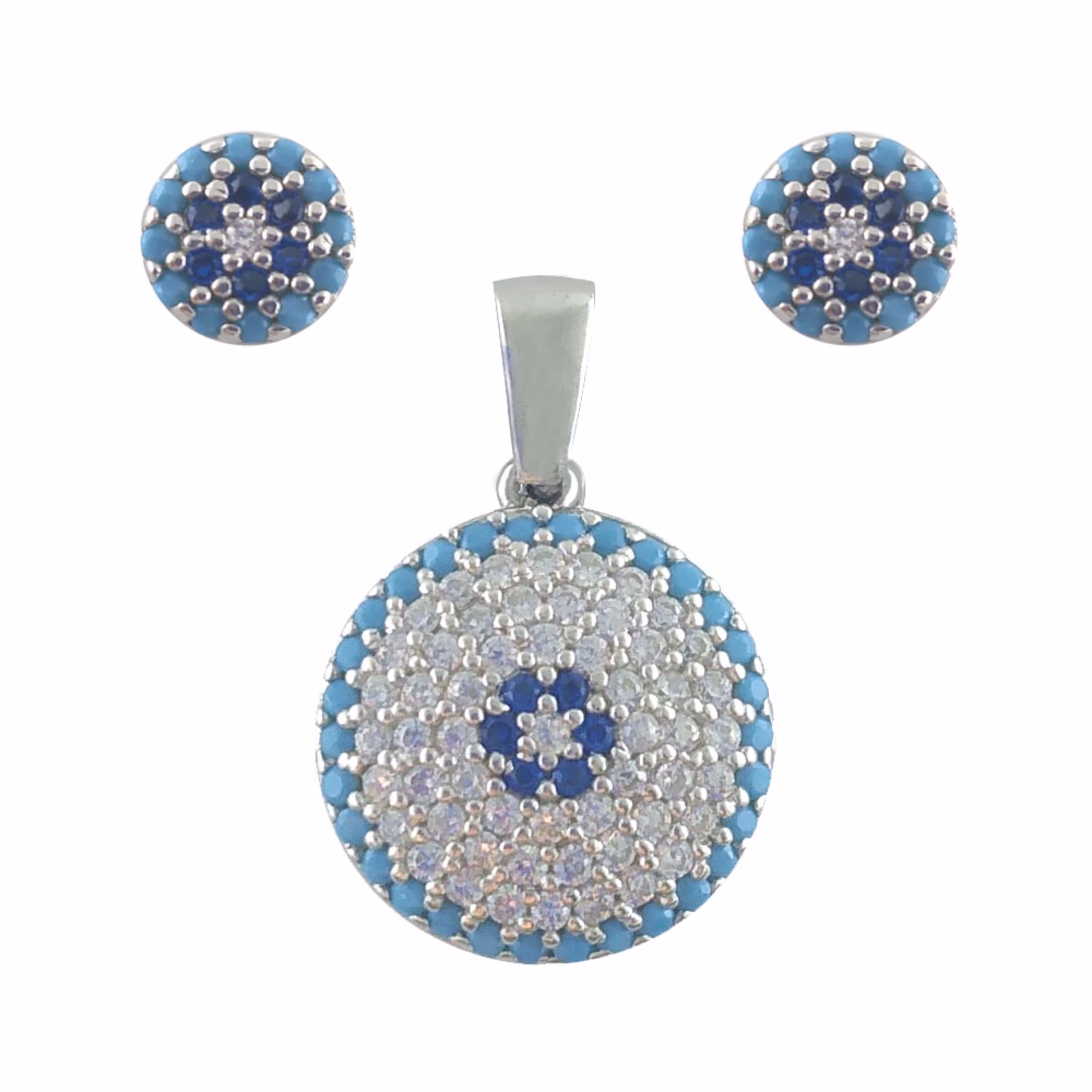 نیم ست نقره زنانه طرح چشم نظر یا چشم زخم کد 603