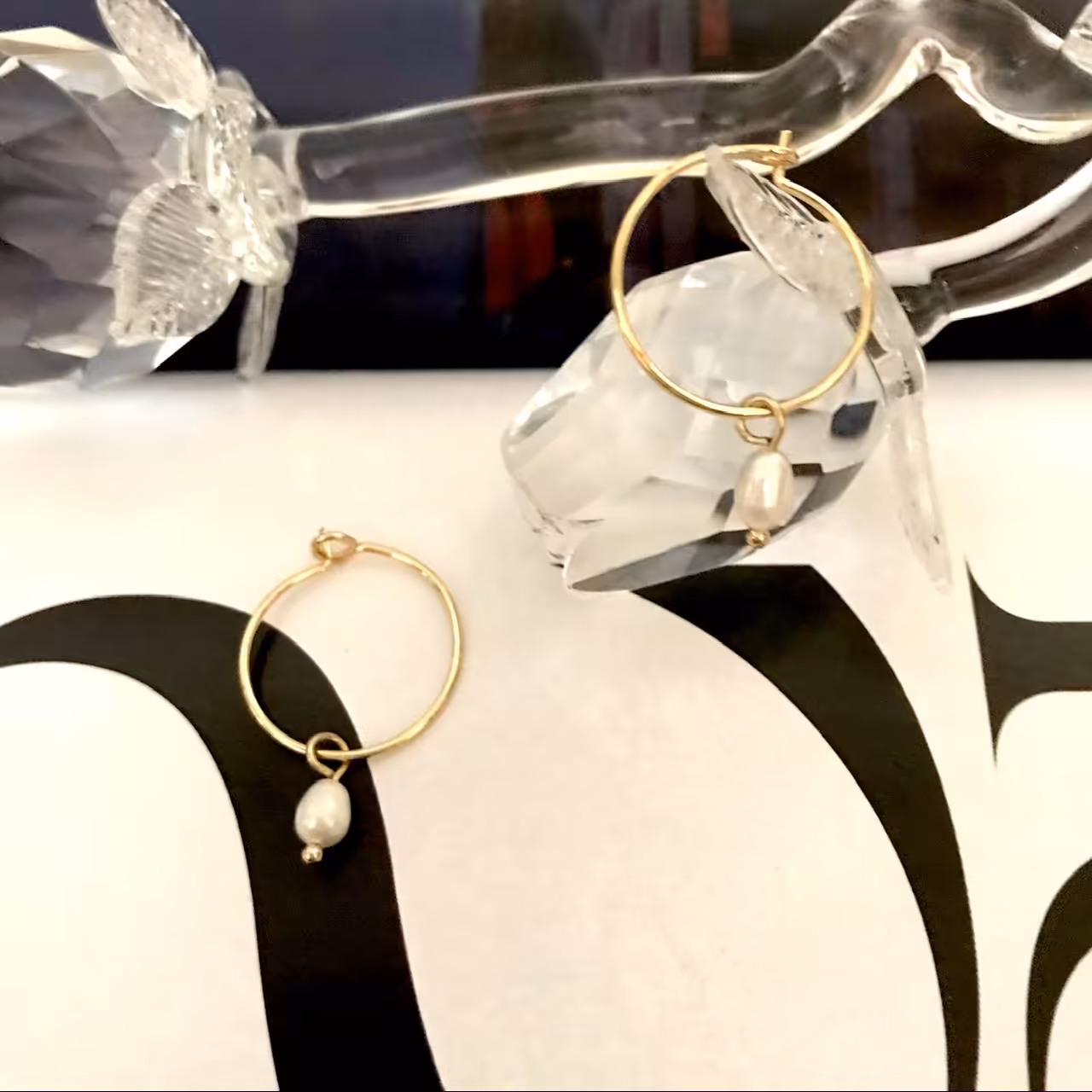 گوشواره حلقه استیل با آویز مروارید ضد حساسیت Hulupuart وارداتی