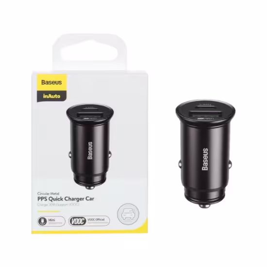 شارژر فندکی 30W فست دو پورت باسئوس مدل CCYS-C01