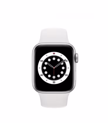 ساعت هوشمند اپل واچ سری 6 مدل  Silver Cellular Aluminum Case With White Sport Band 44mm