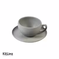 فنجان و نعلبکی سرامیکی 250 میلی‌لیتری طوسی دوریکا