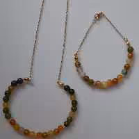 ست گردنبند و دستبند سنگ سبز ترکیبی