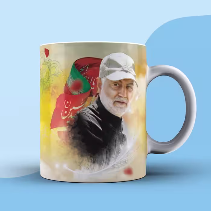 لیوان سرامیکی طرح شهید سلیمانی دسته ساده