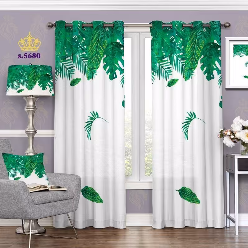 پرده پذیرایی دو قواره طرح گل کد S5680