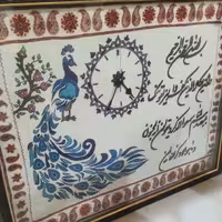 تابلو  طاووس و ساعت پته