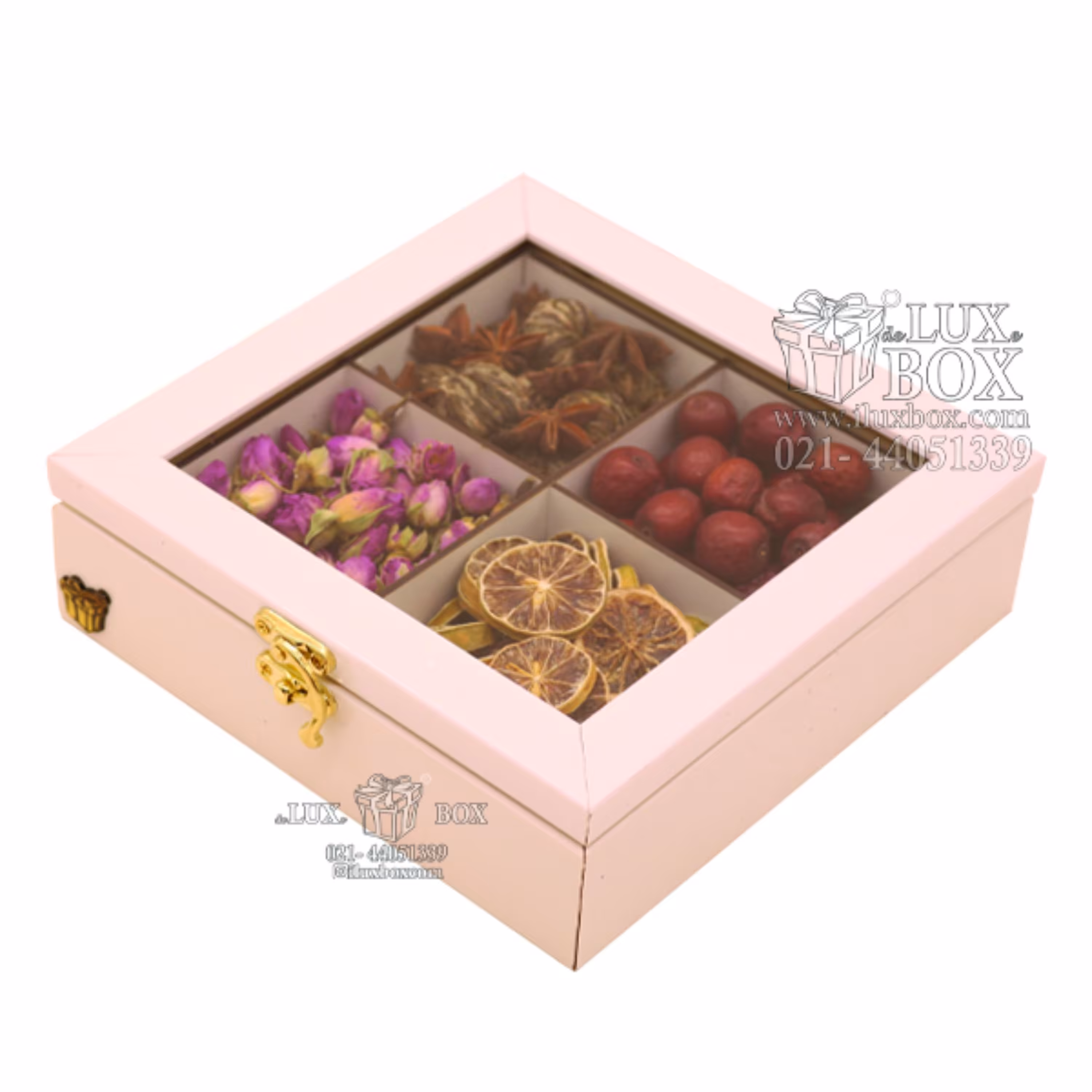 جعبه آجیل و جعبه دمنوش جعبه پی وی سی لوکس باکس کد LB650-W