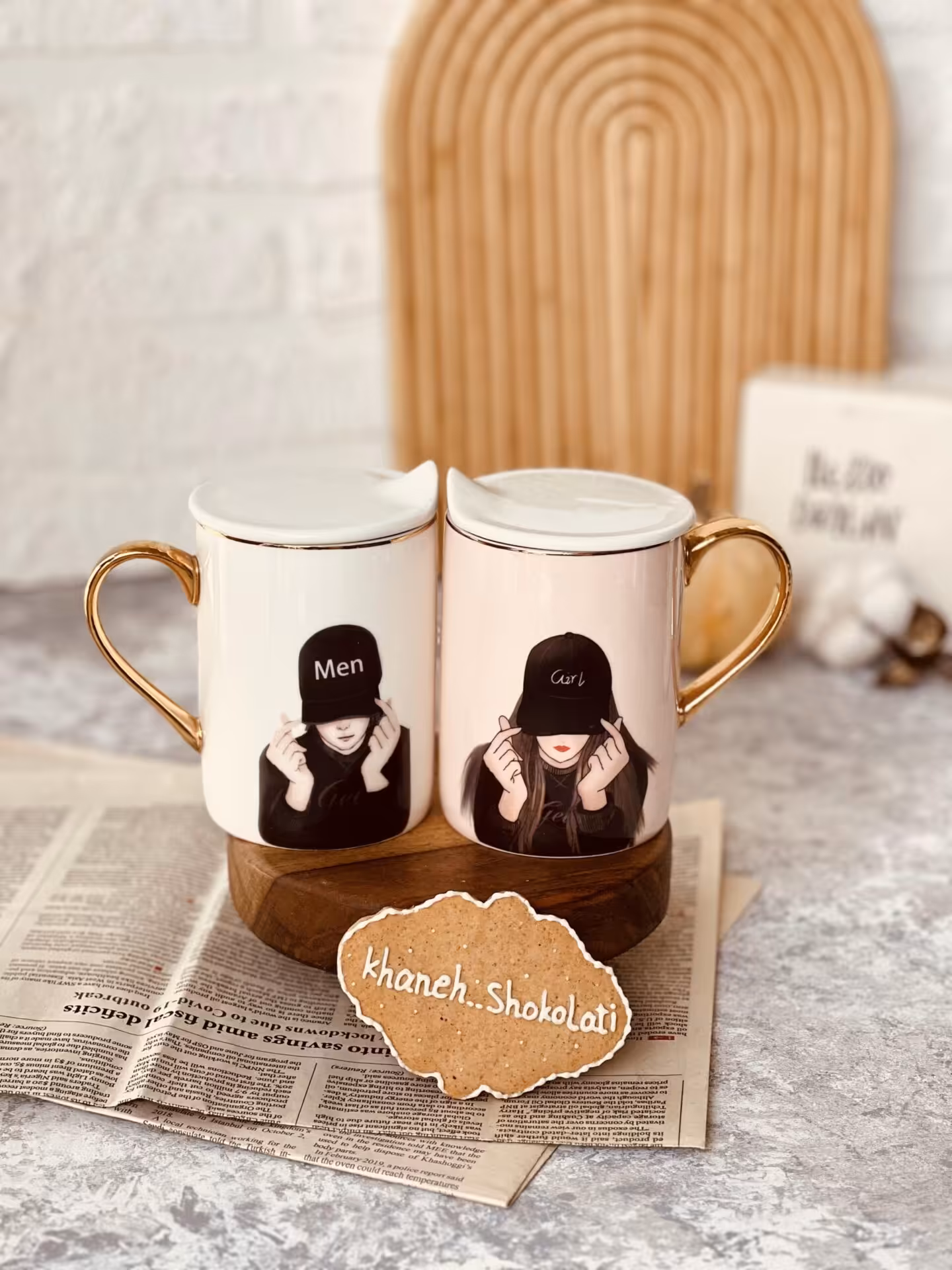 ماگ درب دار ست دختر و پسر کلاه دار کد0027