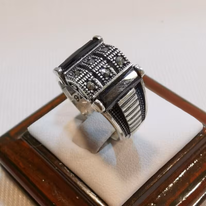 284-انگشتر نقره اونیکس 925 اسپرت ترک کد 57