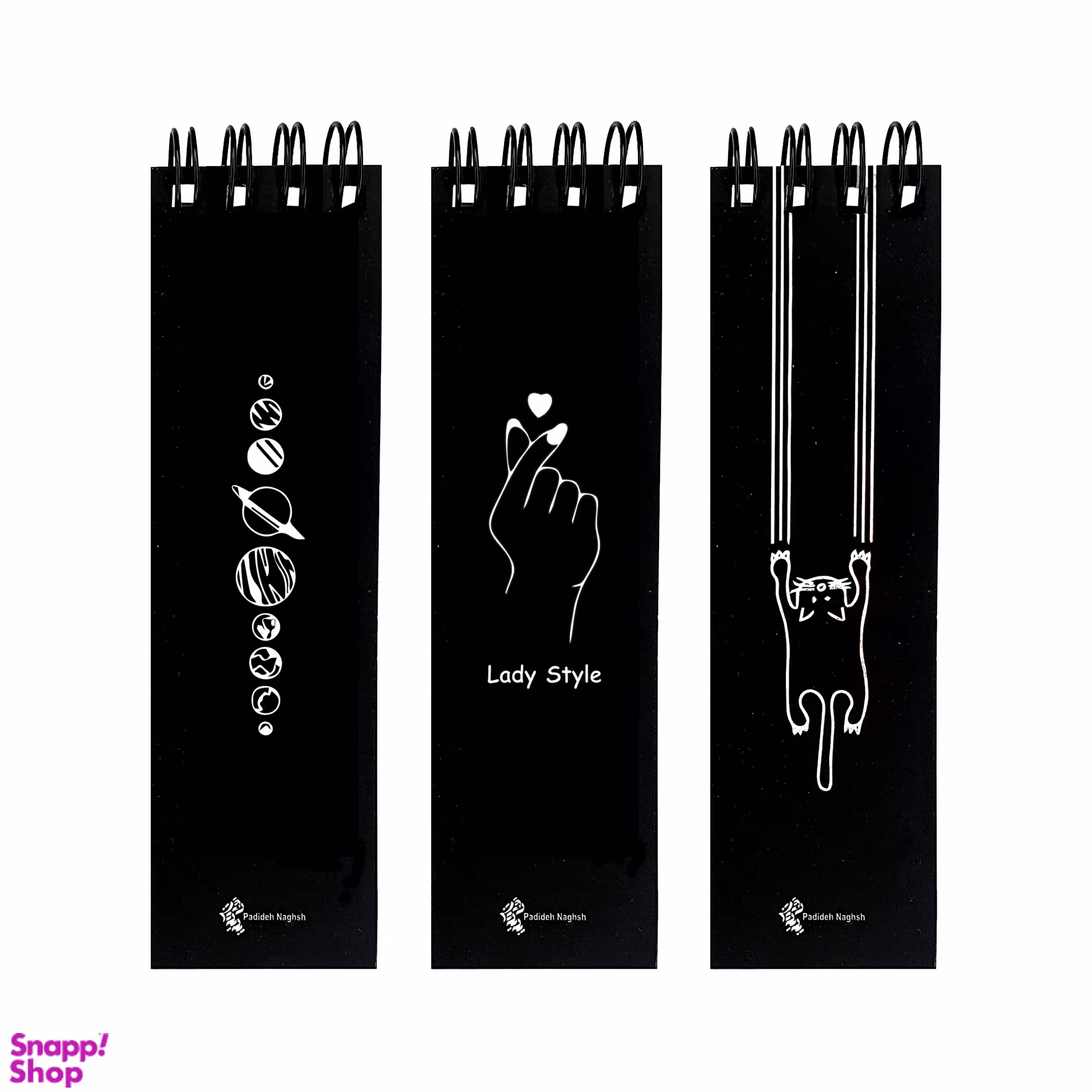 دفترچه یادداشت 80 برگ پدیده نقش مدل mini bell مینیمال مجموعه 3 عددی