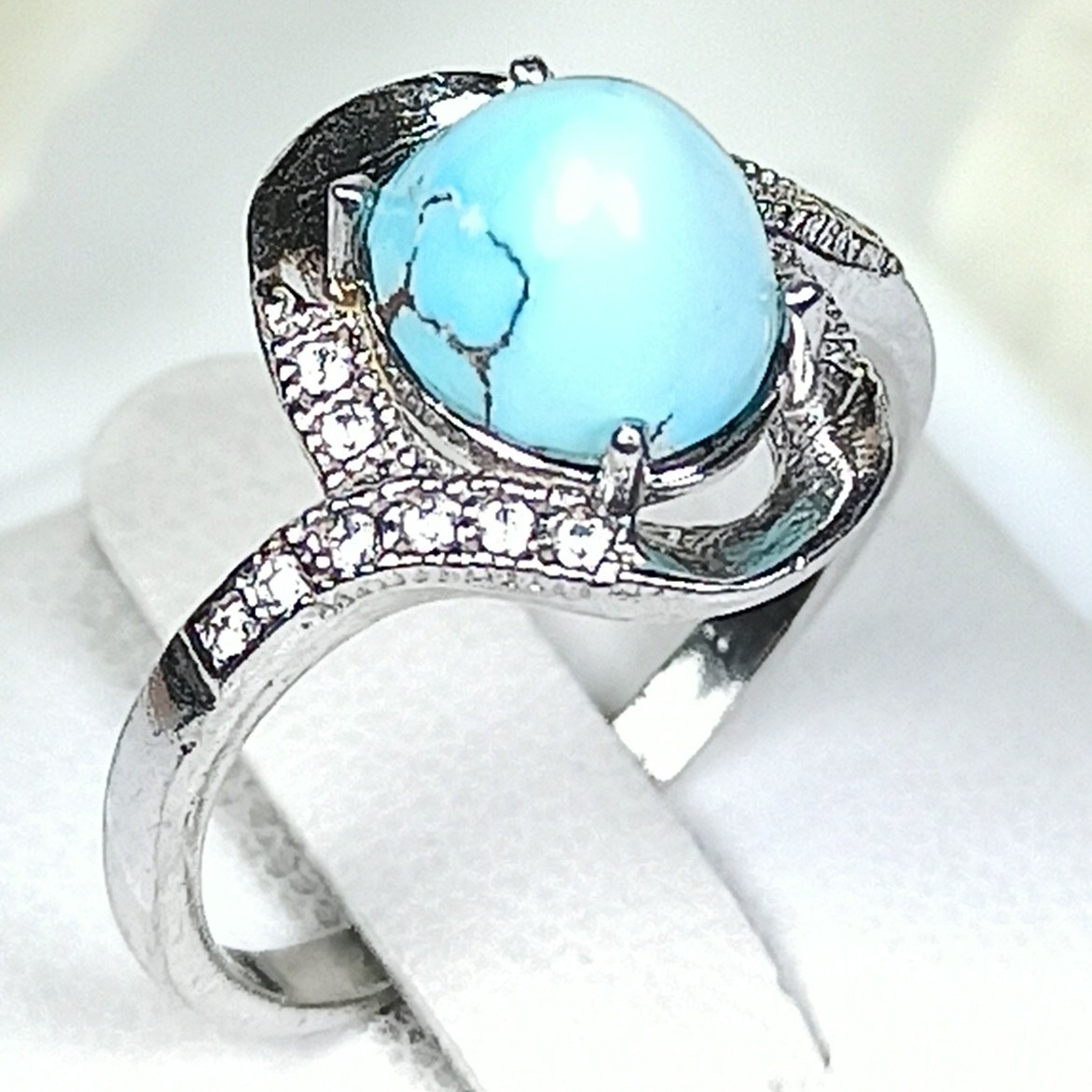 انگشتر فیروزه نیشابوری نقره جواهری آبکاری رادیوم 2