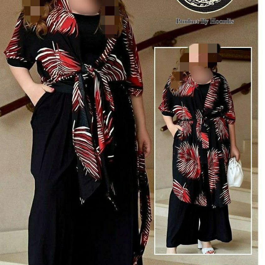 ست سه تیکه مانتووتاپ و شلوار کیفیت عالی سایز بزرگ ارسال رایگان