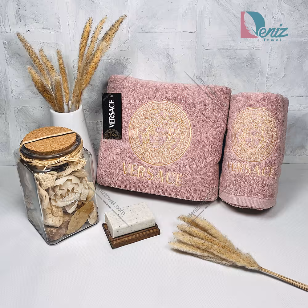 حوله ست استخری و دستی ورساچه رنگ کالباسی