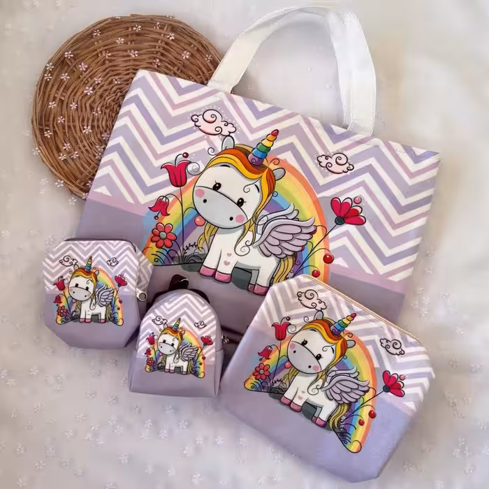 ساک دستی دخترانه با ست چهارتایی