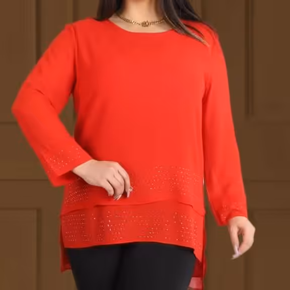 شومیز مجلسی سایز 42 تا 54 رنگ زرشکی قرمز   جنس کرپ حریر تنخور عالی