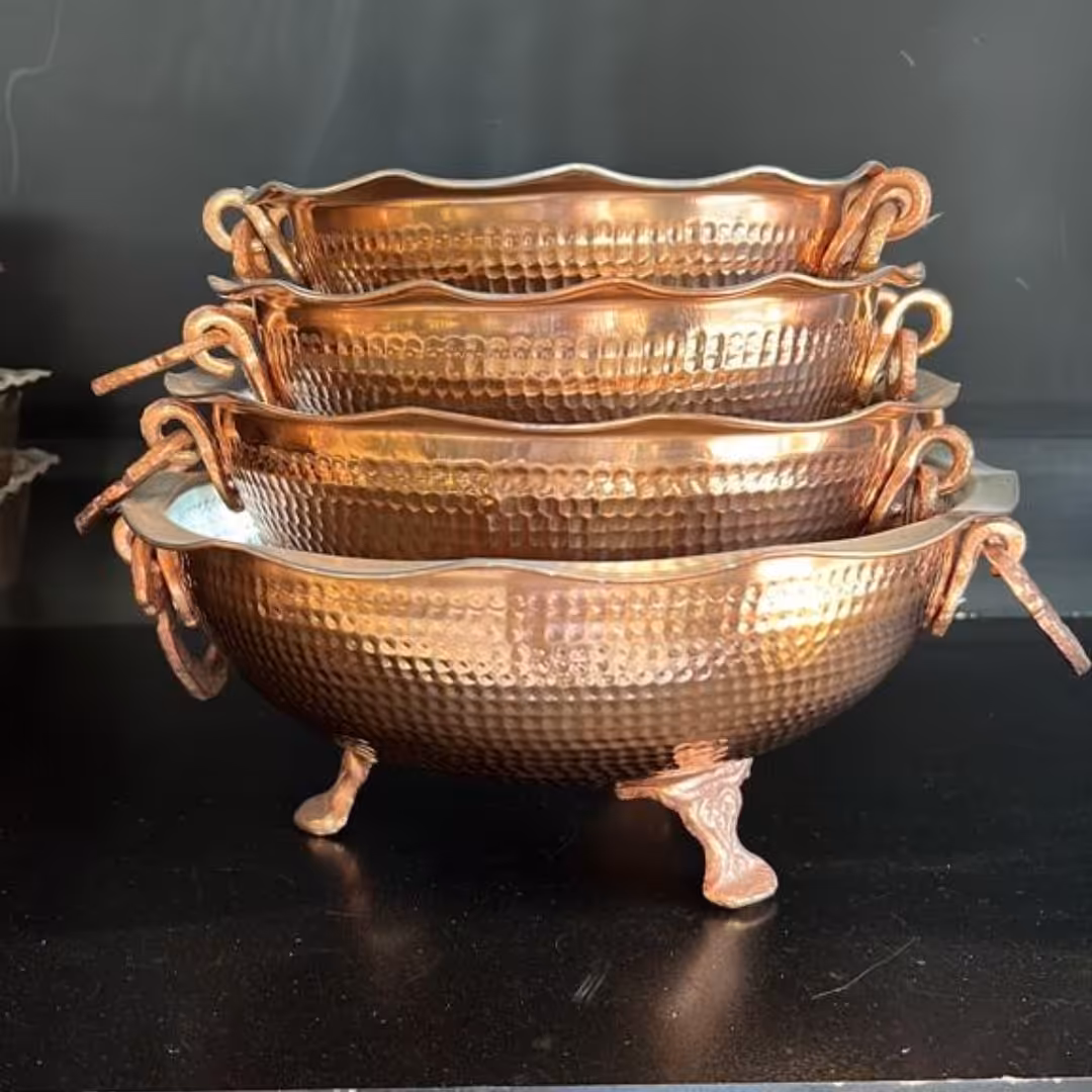 کاسه 3 پایه گوشواره دار سایز 3 قطر 24 ارتفاع 12
