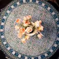 رومیزی قلمکار گرد 4 نفره طرح سرامیکی