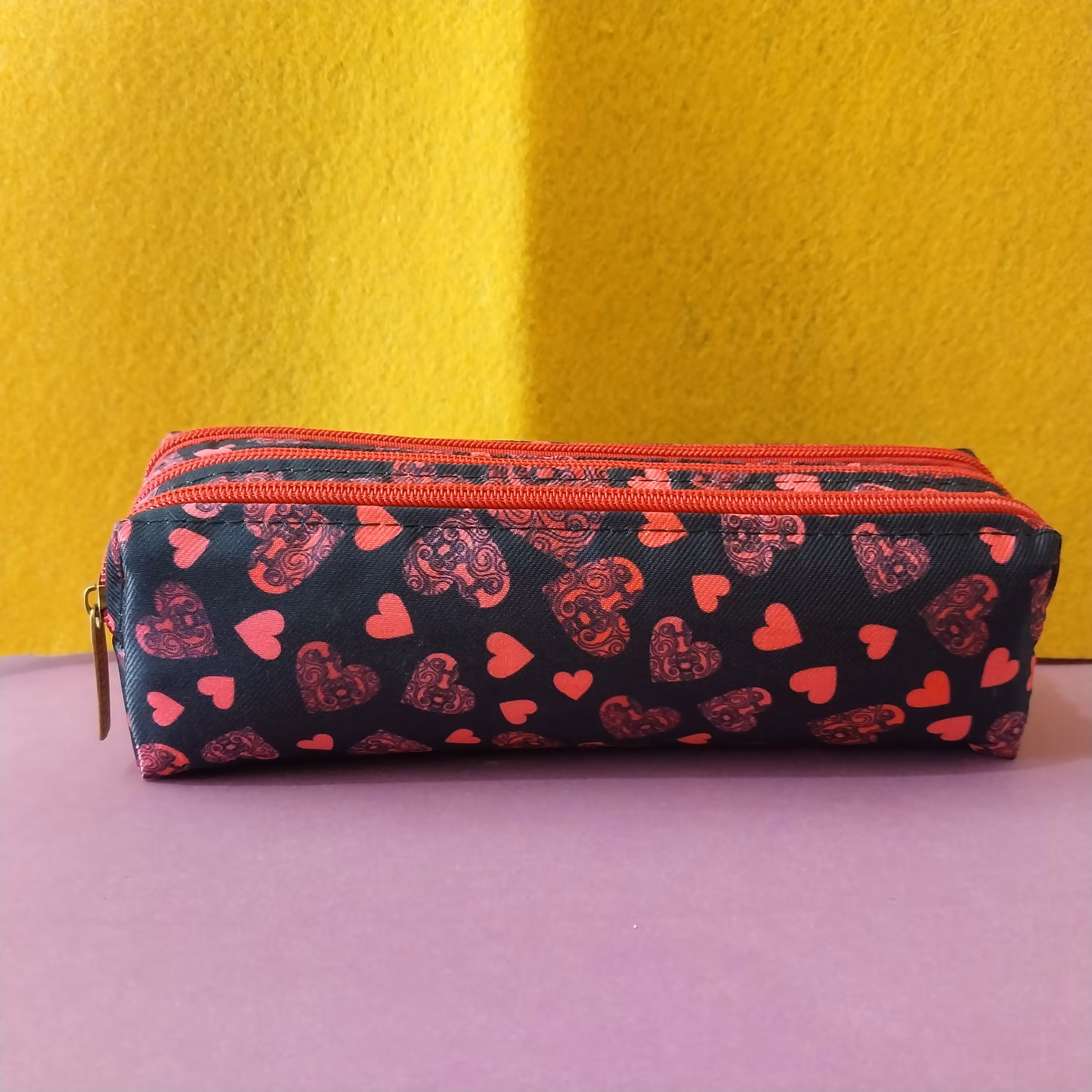 جامدادی سه زیپ طرح قلب فانتزی کارتونی 