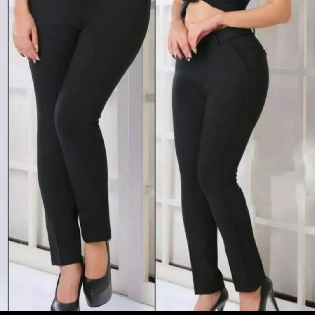 شلوار گاواردین ترک زنانه راسته مشکی چاکدار