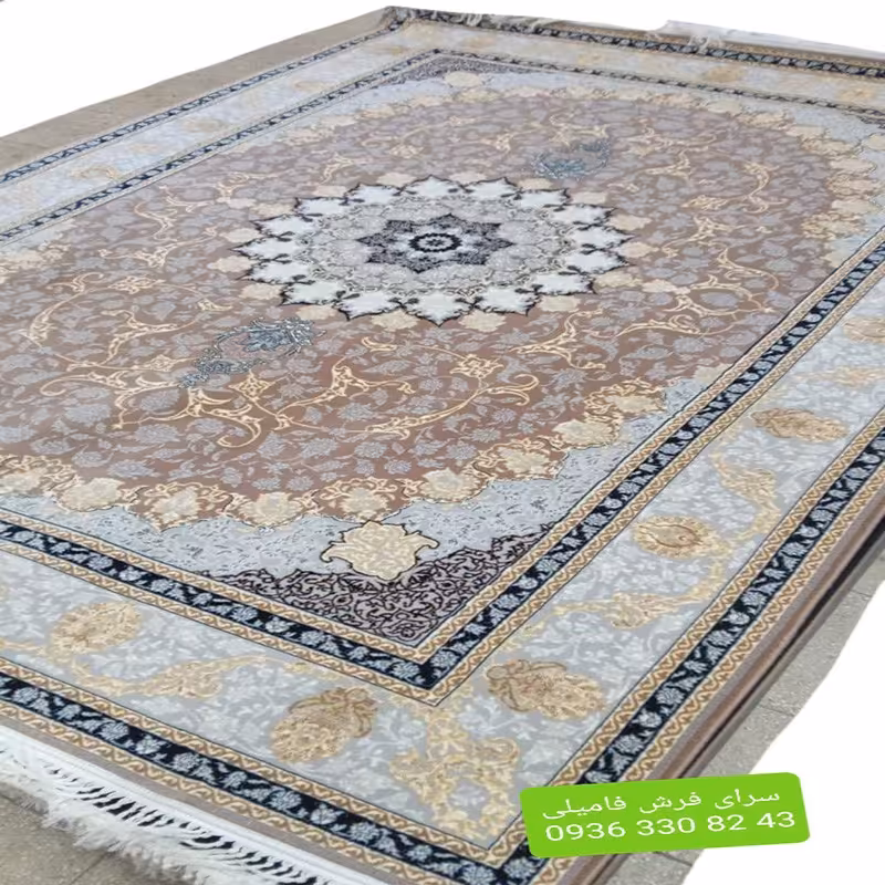 فرش ماشینی نقشه نایین رنگ نسکافه ای 6متری اصل 700شانه تراکم2550 