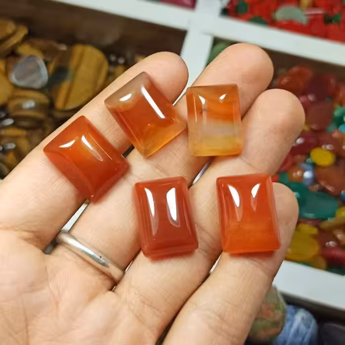 عقیق قهوه ای تراش چهارگوش