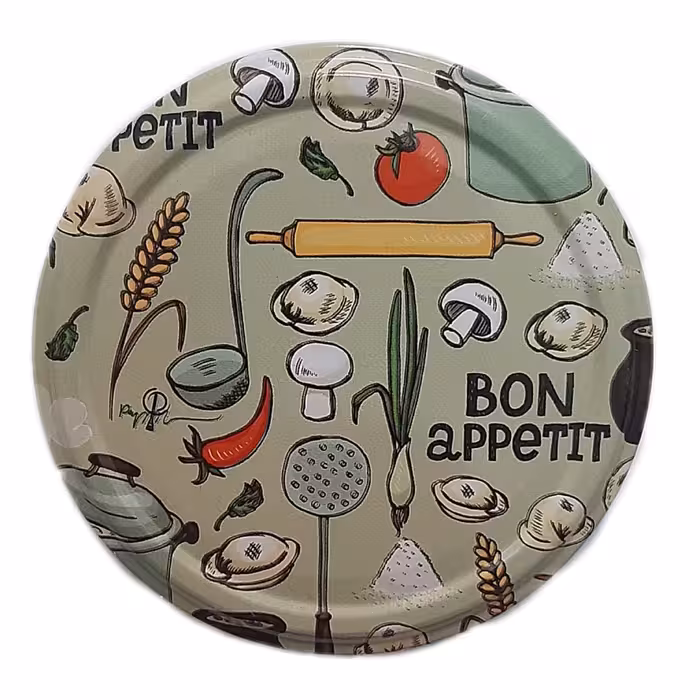 درب بانکه و شیشه قطر 8.5 طرح سبزیجات دونه ای 