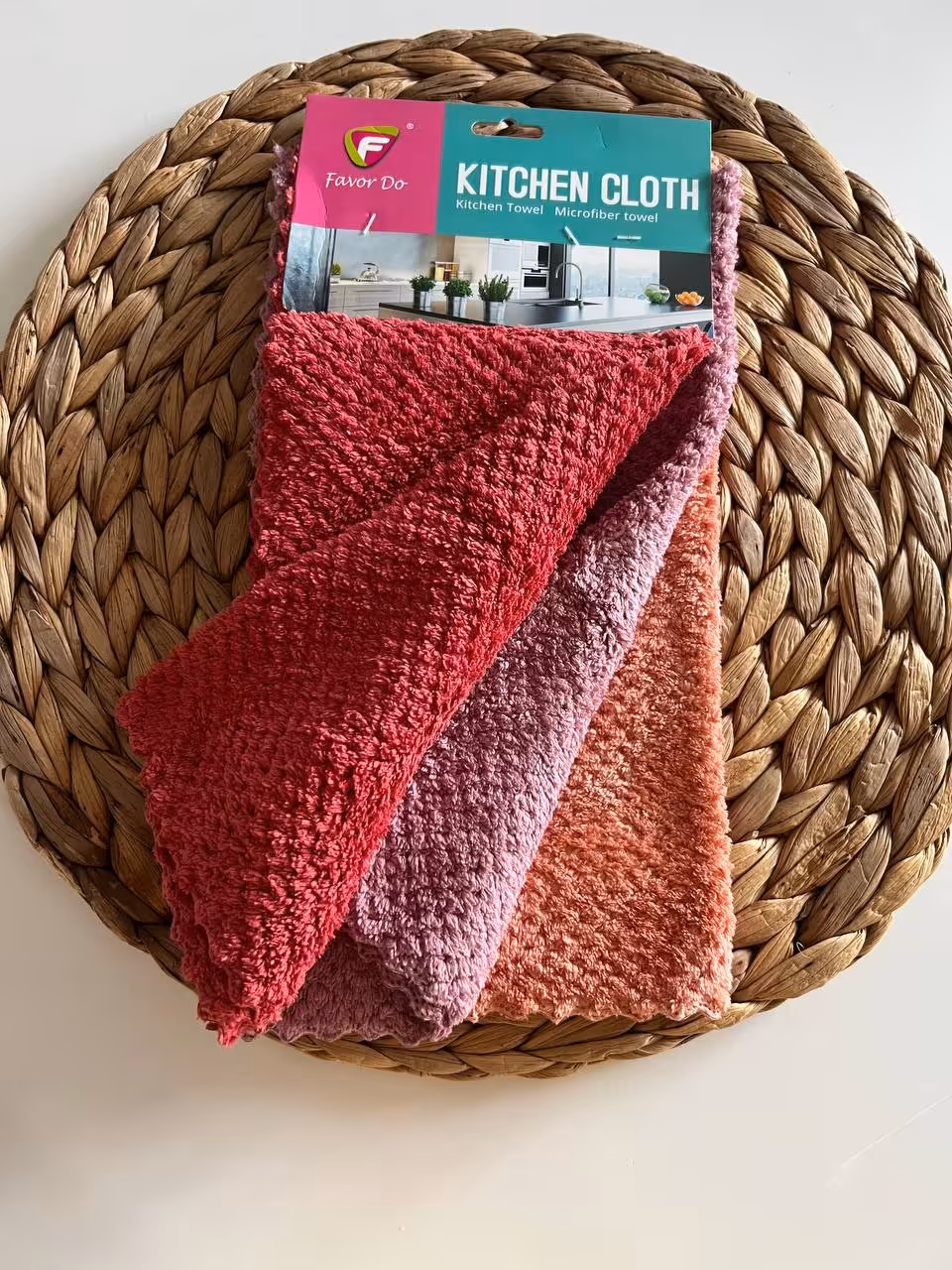 دستمال و حوله 3 عددی پولیشی آشپزخانه مدل زنبوری