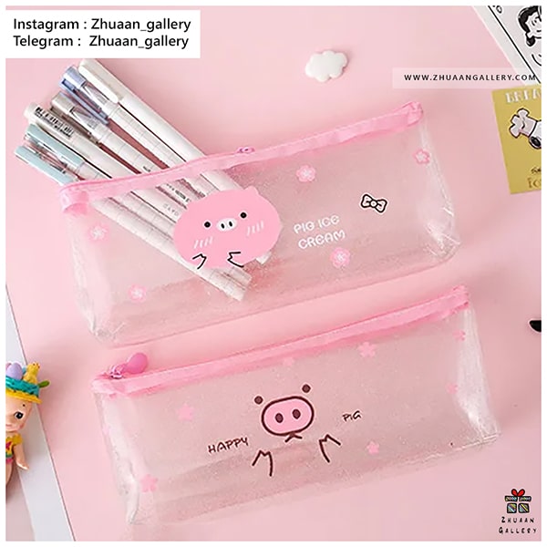 جامدادی شفاف خوک صورتی