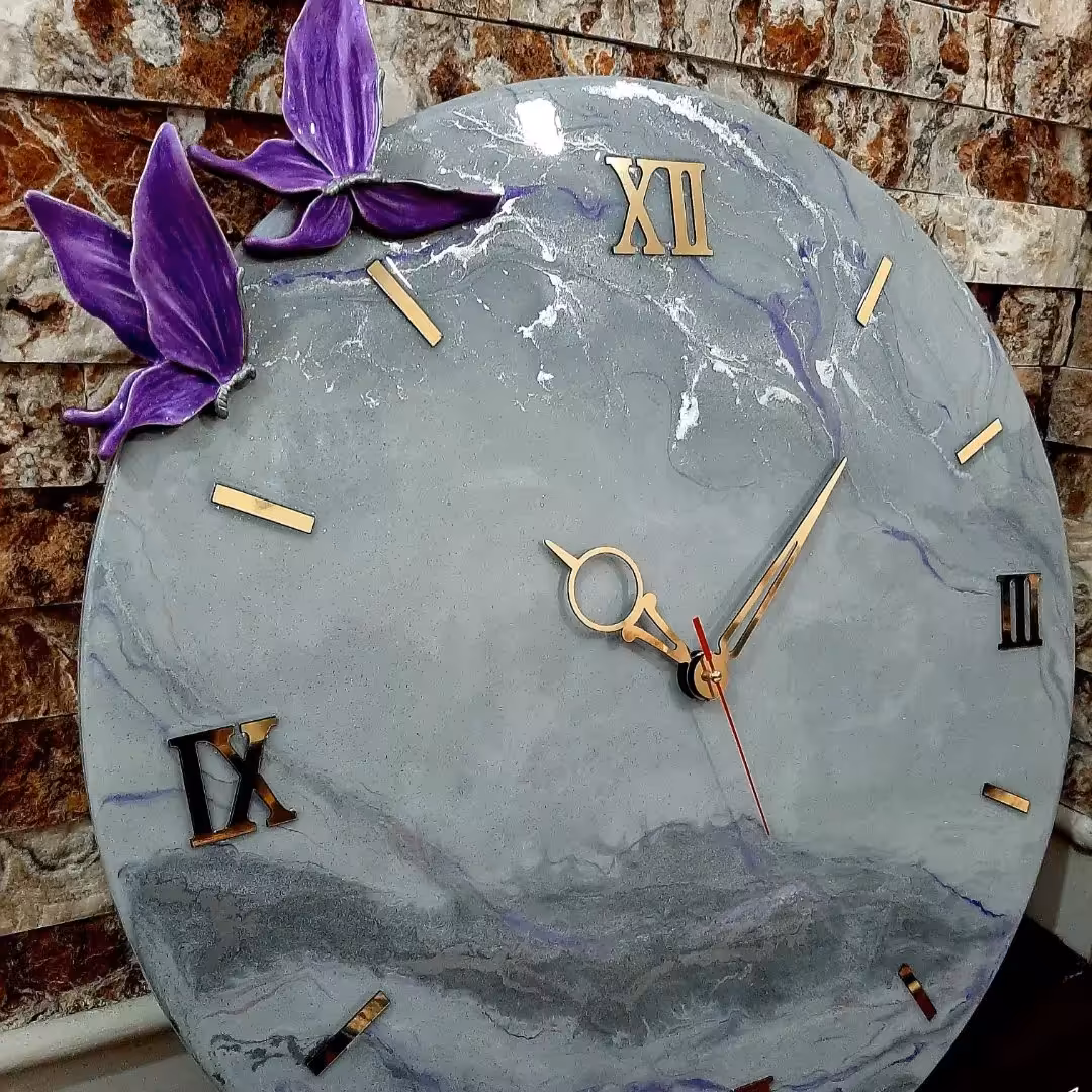 ساعت دیواری رزینی تکنیک روسی قطر 60 سانت مدرن و زیبا