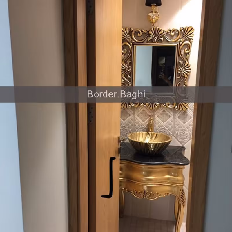 کار اجرا شده کابین روشویی مدل کنسول ایسلند طلایی