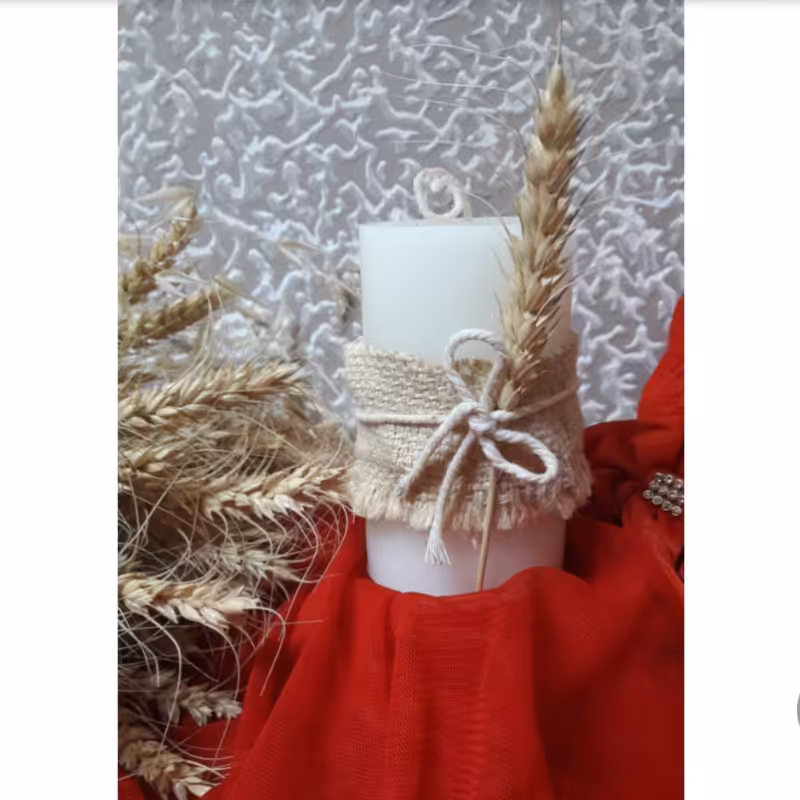 شمع استوانه ای طرح کنف و گندم
