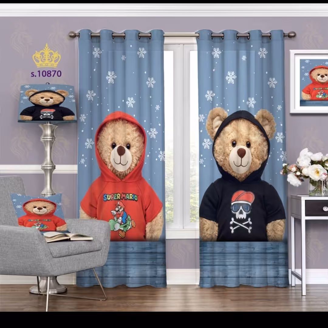 پرده اتاق خواب کودک دو قواره طرح کارتونی کد S10870