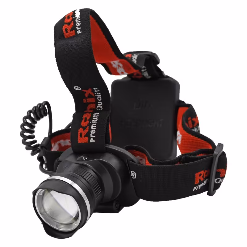 چراغ پیشانی رونیکس مدل RH-4282 بدنه فلزی و عدسی ضد خش ، با طول برد  150 متر و 12 ساعت کارکرد 

