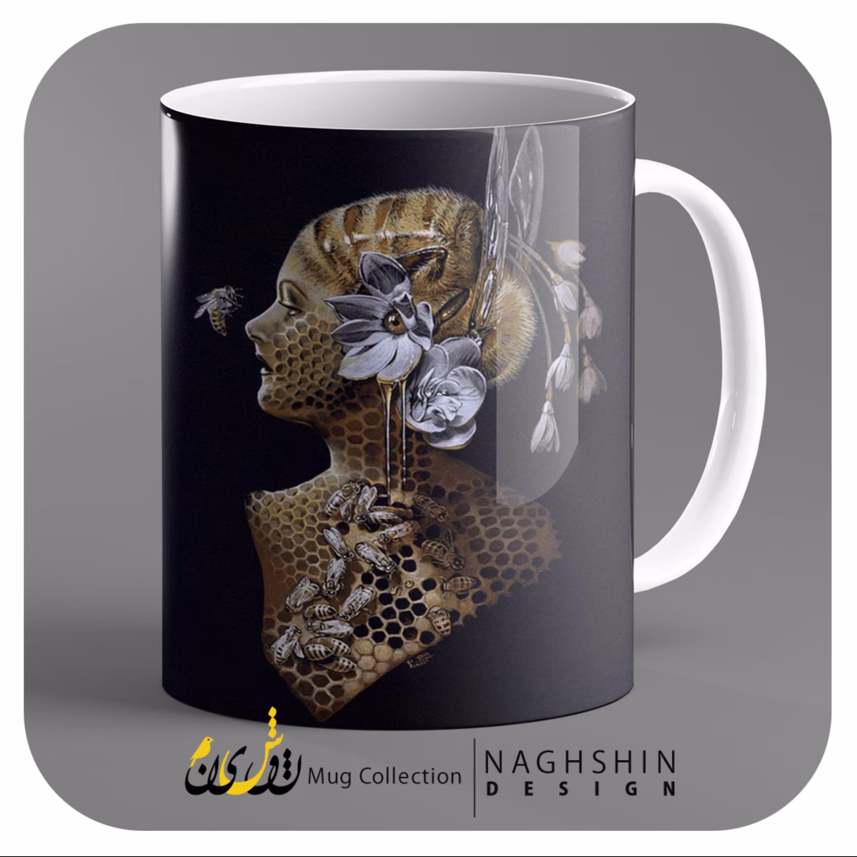 ماگ طرح زنبور 10 - سرامیکی - چاپ سابلیمیشن - کیفیت چاپ و بسته بندی عالی