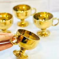بستنی و دسر خوری 6عددی  طلایی دسته دار