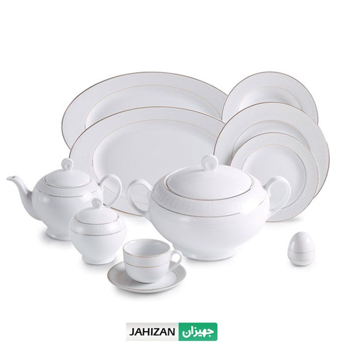 سرویس چینی زرین 102پارچه سپید صدف سری ایتالیا