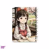 دفترچه یادداشت ۸۰ برگ بامبیلیپ مدل چوبی طرح دختر کیوت بهاری کد 2911655