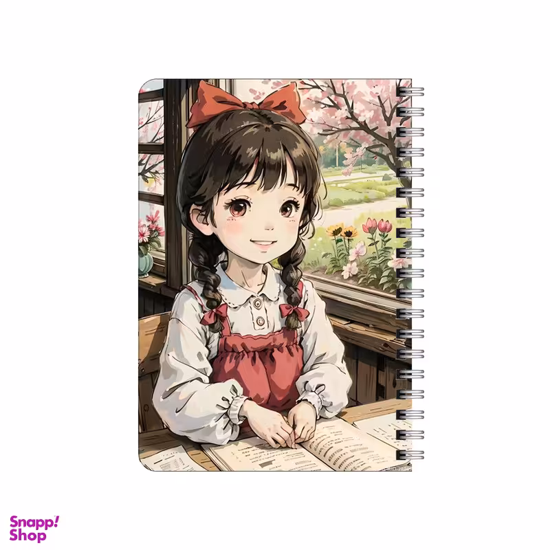 دفترچه یادداشت ۸۰ برگ بامبیلیپ مدل چوبی طرح دختر کیوت بهاری کد 2911655