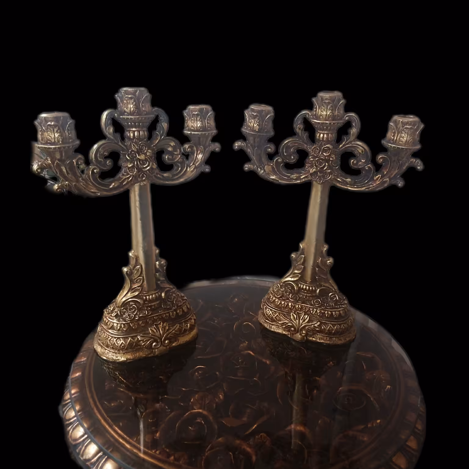 جاشمعی 3تایی جفتی ورق طلا