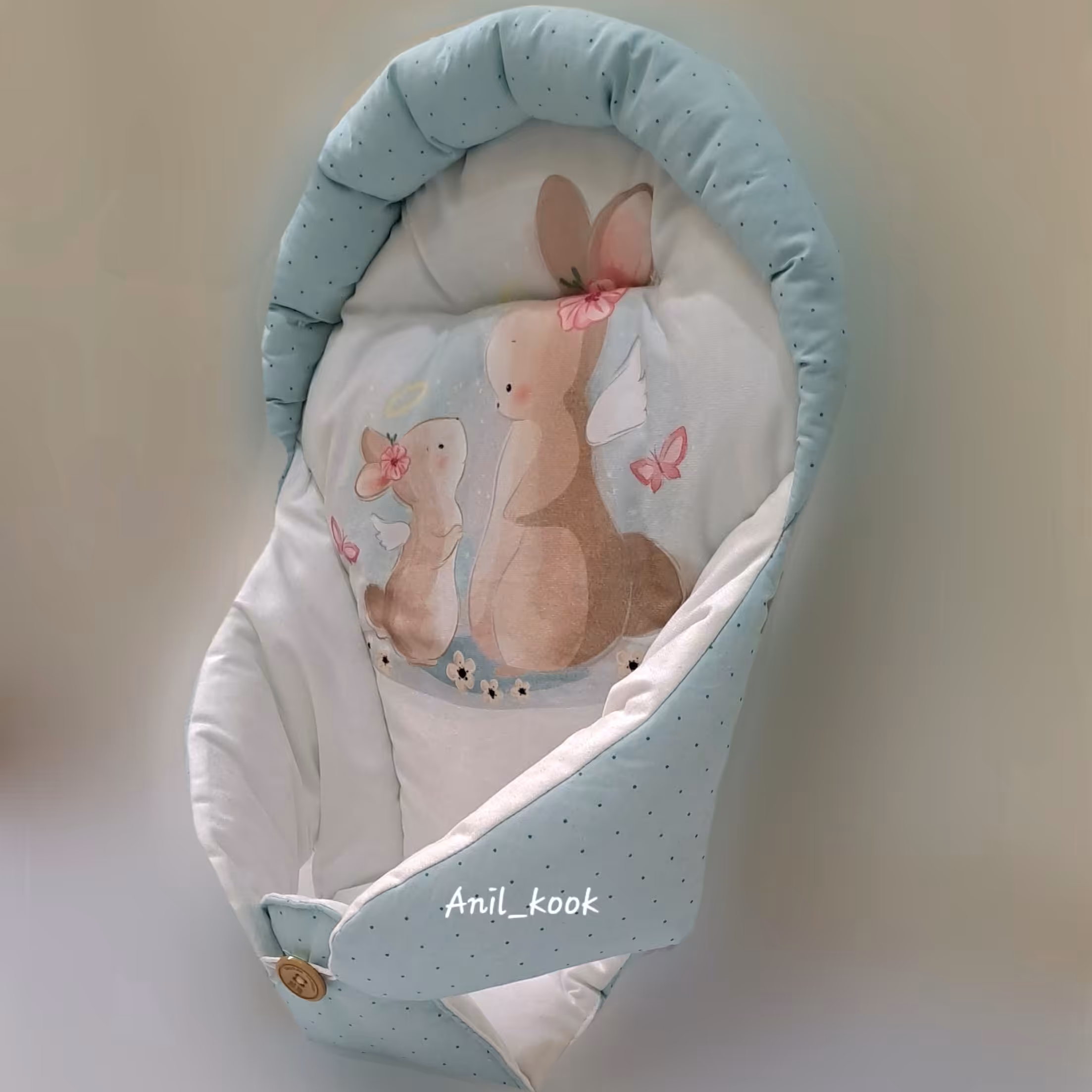 قنداق سوئیسی نوزادی آغوشی نوزاد با پارچه مخمل چاپی و کتان نخ ترک تنوع پارچه زیاده